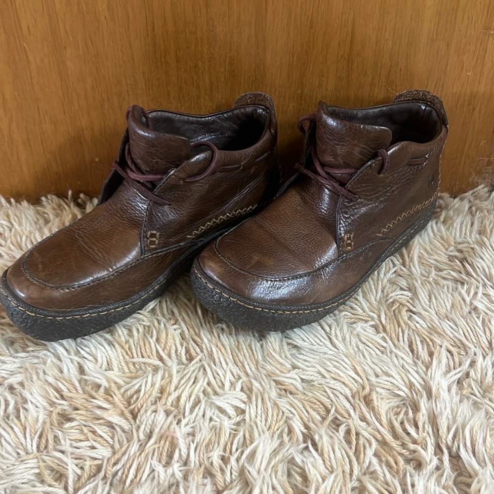 Born Womens 7 EU 38 Kapona Brown Suede Leather Ankle Boot B64016 Booties Flat